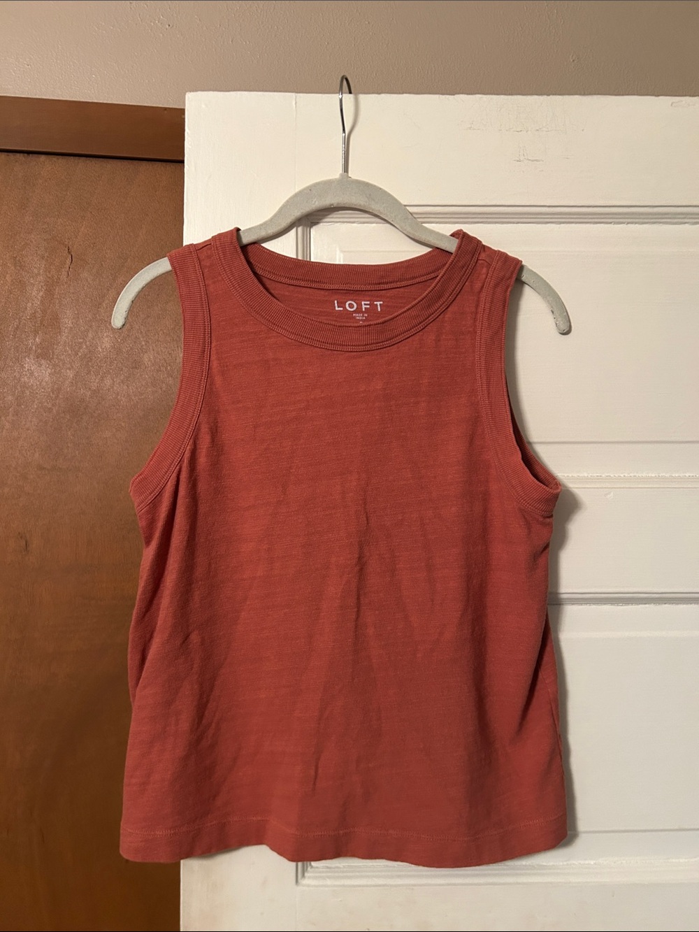 LOFT Rust Coral Sleeveless Crewneck Tank